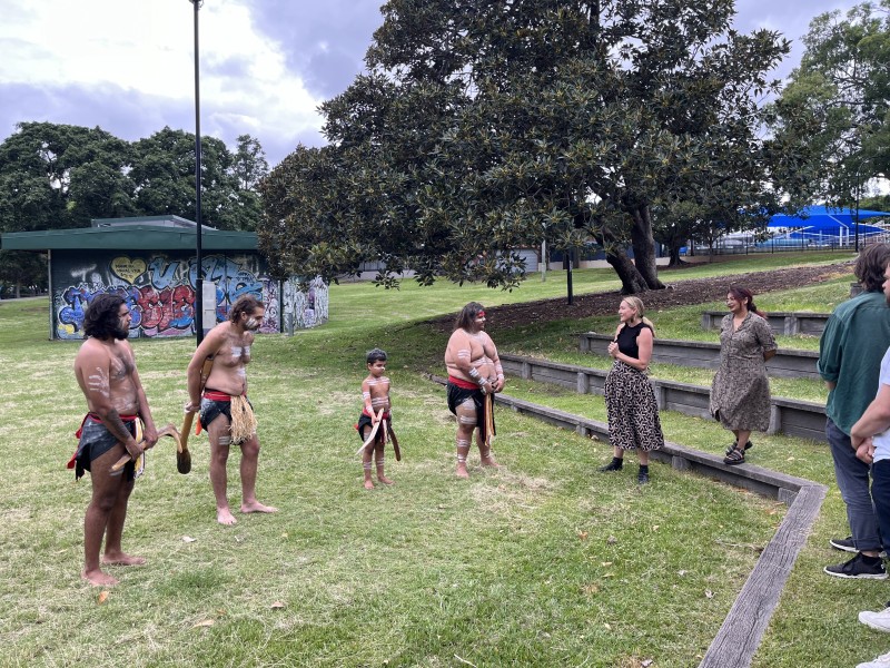 A photo of the aboriginal dance group