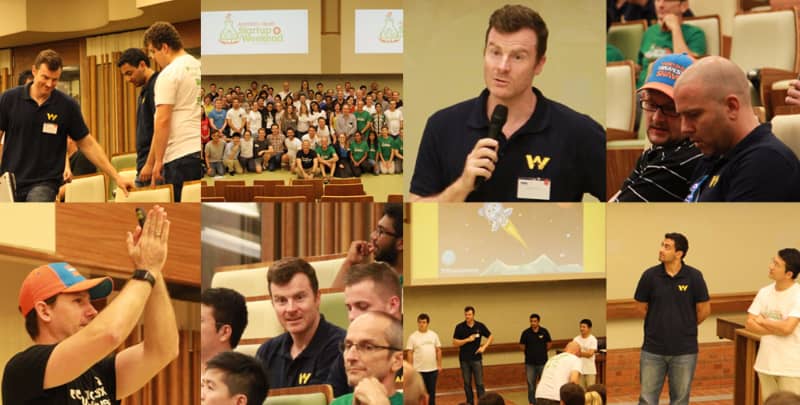 A photo collage of workingmouse employees who attended the event