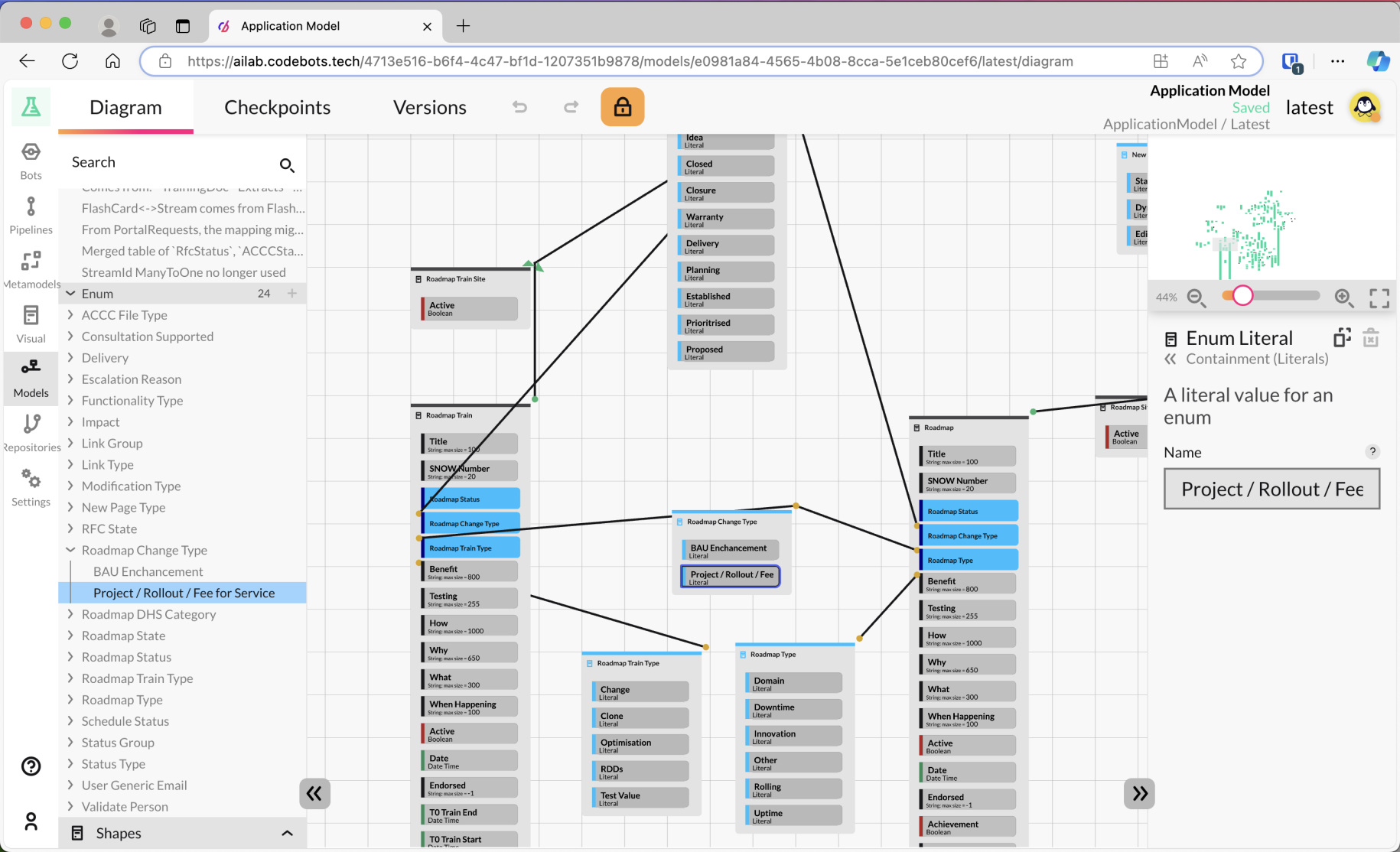 Screenshot of the Codebot application model