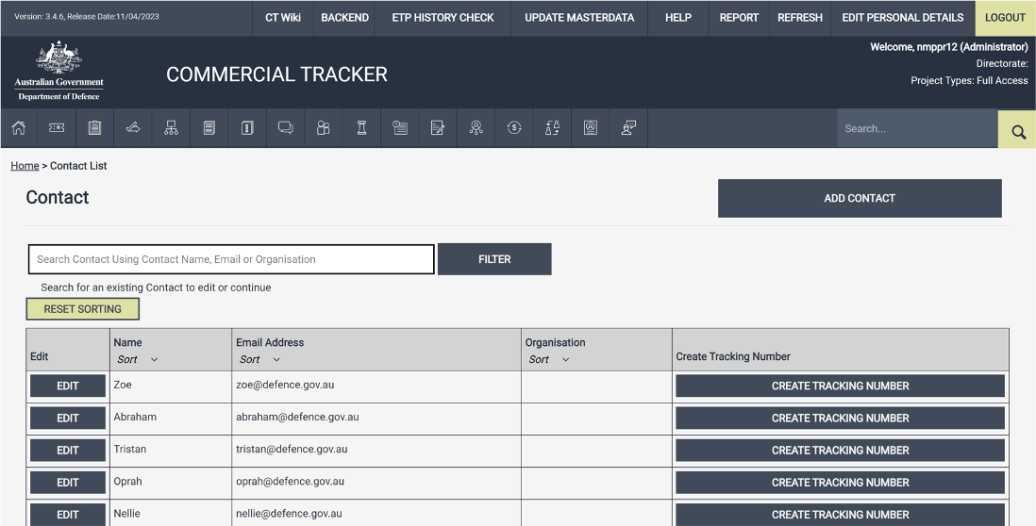 A screenshot of the legacy tracker user interface